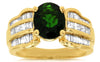 ESTATE LARGE 3.40CT DIAMOND & AAA GREEN GARNET 14KT YELLOW GOLD ENGAGEMENT RING