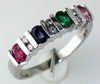 ESTATE 1.09CT DIAMOND & AAA MULTI COLOR SAPPHIRE 14K WHITE GOLD ANNIVERSARY RING