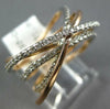 ESTATE LARGE .41CT DIAMOND 14KT WHITE & ROSE GOLD MULTI ROW CRISS CROSS FUN RING