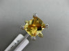 ESTATE LARGE 4.99CT DIAMOND & AAA CITRINE 14K WHTIE GOLD 3D CUSHION CUT FUN RING