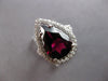 LARGE 7.16CT DIAMOND & AAA RHODOLITE 18KT WHITE GOLD PEAR SHAPE ENGAGEMENT RING