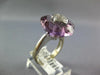 LARGE 2.31CT DIAMOND & AAA AMETHYST 18KT WHITE GOLD 3D FLOWER CLASSIC FUN RING