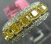 ESTATE 3.34CT WHITE & FANCY YELLOW DIAMOND 18K 2 TONE GOLD HALO ANNIVERSARY RING