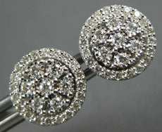 ESTATE .50CT DIAMOND 14KT WHITE GOLD CLASSIC CLUSTER FLOWER HALO STUD EARRINGS