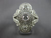 ESTATE WIDE .75CT DIAMOND 14KT WHITE GOLD 3 STONE HALO FILIGREE ANNIVERSARY RING