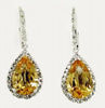 LARGE 5.92CT DIAMOND & AAA CITRINE 14K WHITE GOLD 3D PEAR SHAPE & ROUND EARRINGS