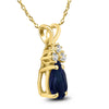 .72CT DIAMOND & AAA SAPPHIRE 14K YELLOW GOLD PEAR SHAPE & ROUND FLOATING PENDANT