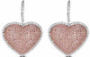 LARGE 3.31CT WHITE & PINK DIAMOND 18KT WHITE & ROSE GOLD HEART HANGING EARRINGS
