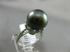 ESTATE LARGE .38CT DIAMOND 18KT WHITE GOLD TAHITIAN PEARL FLOWER SOLITARE RING