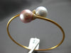 LARGE DIAMOND & AAA WHITE & PINK SOUTH SEA PEARL 18KT ROSE GOLD BANGLE BRACELET
