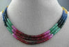 LONG 40CT MULTI COLOR SAPPHIRE RUBY & EMERALD MULTI STRAND OMBRE NECKLACE #27654