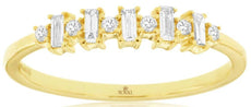 .16CT DIAMOND 14K YELLOW GOLD 3D ROUND & BAGUETTE 1 ROW CLASSIC ANNIVERSARY RING