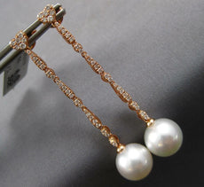 .47CT DIAMOND & AAA PINK SOUTH SEA PEARL 18K ROSE GOLD HEART SHAPE LOVE EARRINGS