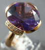 EXTRA LARGE 9.8CT DIAMOND & AAA AMETHYST 14KT ROSE GOLD 3D FLOWER ROSE LOVE RING