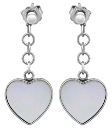 ESTATE AAA SOUTH SEA PEARL & MOTHER OF PEARL 18K WHITE GOLD HEART SHAPE EARRINGS