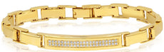 .34CT DIAMOND 14KT YELLOW GOLD CLASSIC 2 ROW PAVE RECTANGULAR UNISEX ID BRACELET