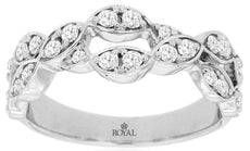 ESTATE .52CT DIAMOND 14KT WHITE GOLD LEAF SHAPE CRISS CROSS INFINITY LOVE RING