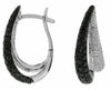 2.05CT WHITE & BLACK DIAMOND 14K WHITE GOLD MULTI ROW LEVERBACK HANGING EARRINGS