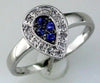 .22CT DIAMOND & AAA SAPPHIRE 14KT WHITE GOLD PAVE PEAR SHAPE FILIGREE FUN RING