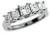 1.3CT DIAMOND 14K WHITE GOLD CLASSIC PRINCESS 5 STONE GRADUATING ENGAGEMENT RING