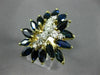 ESTATE LARGE 3.40CT DIAMOND & AAA SAPPHIRE 14K 2 TONE GOLD 3D FLOWER RING 20815