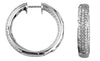 2.35CT DIAMOND 14K WHITE GOLD ROUND PAVE INSIDE OUT HOOP HUGGIE HANGING EARRINGS