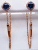 1.89CT DIAMOND & AAA LONDON BLUE TOPAZ 18K ROSE GOLD 3D SQUARE HANGING EARRINGS