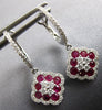 1.37CT DIAMOND & AAA RUBY 14KT WHITE GOLD 3D GEOMETRICAL FLOWER HANGING EARRINGS