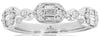 ESTATE .44CT DIAMOND 14K WHITE GOLD 3D ROUND & BAGUETTE CLUSTER HEXAGON FUN RING