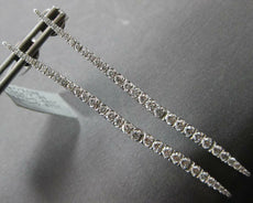ESTATE LONG 1.31CT DIAMOND 18KT WHITE GOLD 3D ROUND JOURNEY BAR HANGING EARRINGS