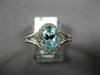 ESTATE .83CT DIAMOND & AAA OVAL CUT AQUAMARINE 14K WHITE GOLD 3D ENGAGEMENT RING