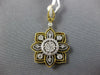LARGE .54CT DIAMOND 18KT 2 TONE GOLD 3D FLOWER FILIGREE SQUARE FLOATING PENDANT