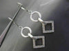ESTATE .46CT DIAMOND 14K WHITE GOLD MATTE & SHINY CIRCLE SQUARE HANGING EARRINGS