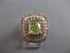 LARGE GIA 2.72CT WHITE PINK & GRAYISH GREEN DIAMOND 18KT WHITE & ROSE GOLD RING