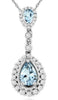 1.09CT DIAMOND & AAA AQUAMARINE 14KT WHITE GOLD 3D TEAR DROP FLOATING PENDANT