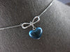 3.50CT DIAMOND & AAA BLUE TOPAZ 18KT WHITE GOLD 3D HEART SHAPE BOW LOVE NECKLACE