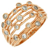 WIDE .50CT DIAMOND 14KT ROSE GOLD 3D MULTI ROW ROUND BEZEL ROPE ANNIVERSARY RING