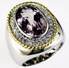 LARGE 8.42CT DIAMOND & AAA AMETHYST 14KT 2 TONE GOLD OVAL & ROUND FILIGREE RING