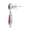 LARGE 5.26CT DIAMOND & RUBY 18KT WHITE GOLD PEAR SHAPE & OVAL HANGING EARRINGS