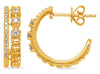 .25CT DIAMOND 14KT YELLOW GOLD 3D 2 ROW LOVE KNOT SEMI HOOP FUN HANGING EARRINGS
