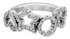 ESTATE .23CT DIAMOND 18KT WHITE GOLD CIRCLE OF LIFE STAR DOUBLE HEART LOVE RING