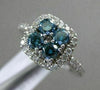 ESTATE .60CT WHITE & BLUE DIAMOND 14KT WHITE GOLD SQUARE HALO LOVE PROMISE RING