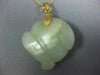 ANTIQUE JADE 14KT YELLOW GOLD 3D HANDCRAFTED CLASSIC LUCKY FISH PENDANT #25825