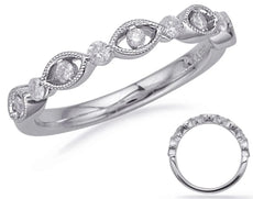 .21CT DIAMOND 14KT WHITE GOLD ROUND & MARQUISE SHAPE FILIGREE SEMI ETERNITY RING
