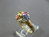 1.75CT DIAMOND & AAA MULTI COLOR SAPPHIRE 14K 2 TONE GOLD FLOWER FUN RING #27939