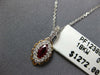 SMALL .43CT DIAMOND & RUBY 18K WHITE GOLD ROUND & MARQUISE HALO FLOATING PENDANT