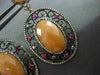 ANTIQUE LARGE 3.12CT DIAMOND & MULTI GEM 14K ROSE & BLACK GOLD FILIGREE EARRINGS