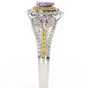 .58CT WHITE PINK & FANCY YELLOW DIAMOND 18KT TRI COLOR GOLD PEAR SHAPE HALO RING