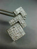LARGE 4CT DIAMOND 14K WHITE GOLD PRINCESS INVISIBLE SQUARE HANGING EARRINGS #682