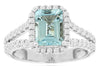 2.11CT DIAMOND & AAA AQUAMARINE 14KT WHITE GOLD 3D SQUARE HALO ENGAGEMNENT RING